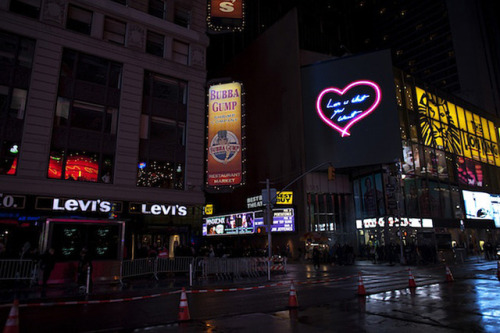 romanceangel - TRACEY EMIN IN TIMES SQUARE, VALENTINE’S DAY 2013