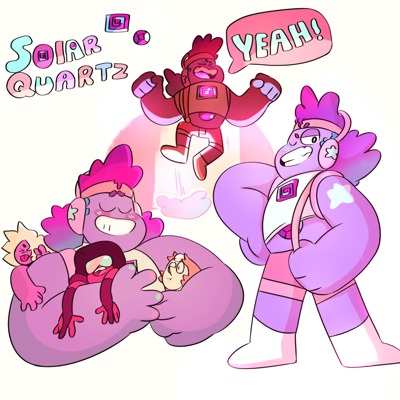 (Rainbow) Solar Quartz! Steven and bismuth fusion. (With and without overlays)