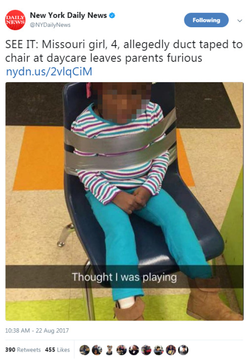 cartnsncreal - “READ IT - Missouri girl, 4, duct-taped to chair...
