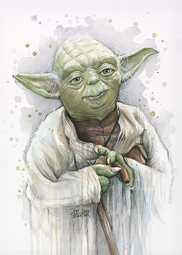 Yoda Watercolor | OlechkaDesign