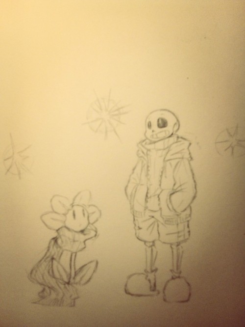 cookie-dawgo12:Sans and Flowey hanging out.Hnng cuties...