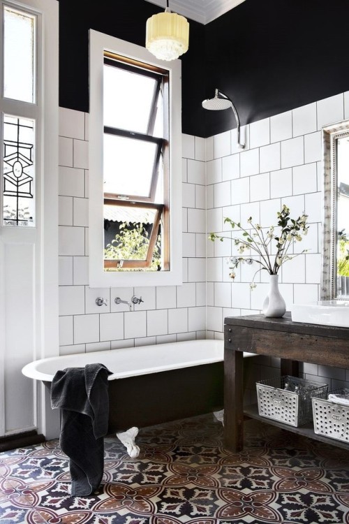 interior-design-home - Black and white theme for a bathroom