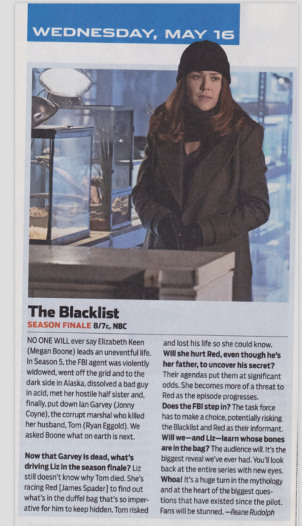 alyblacklist - Finale scoop from TV Guide Magazine, May 14-27...