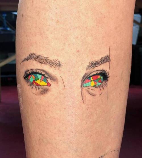By Shannon Perry, done at Valentine’s Tattoo Co., Seattle.... leg;surrealist;small;anatomy;single needle;tiny;eye;ifttt;little;shannonperry;medium size