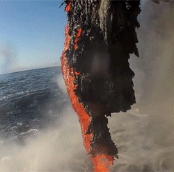 onlylolgifs - Lava spilling into the ocean