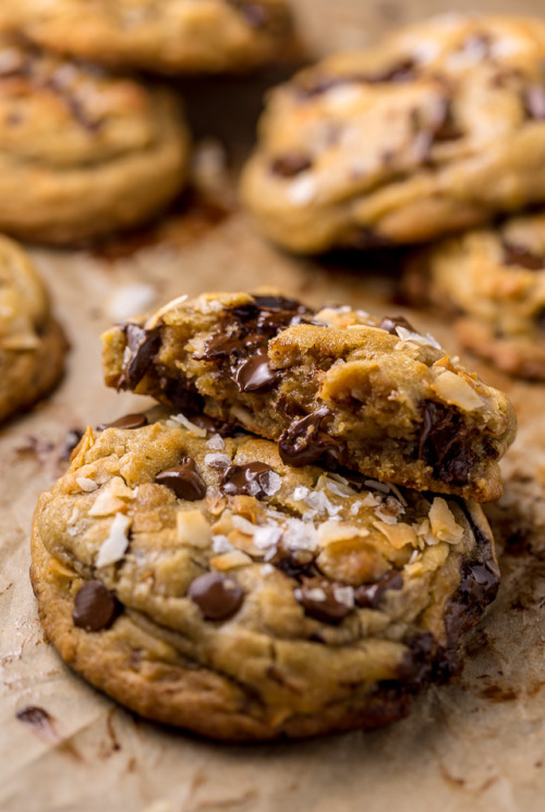 fullcravings:Brown Butter Coconut Chocolate Chip Cookies