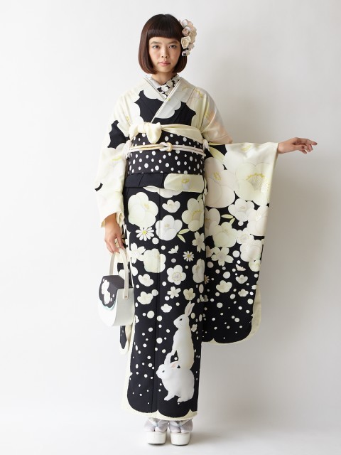 tanuki-kimono - Snow rabbit furisode outfit by Furifu (the hidden...