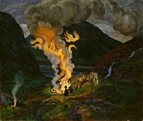 walpurgishall - Nikolai Astrup “Jonsokbål/St. John’s Fire”, 1912