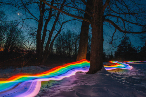 itscolossal:Vivid Rainbow Roads Trace Illuminated Pathways...