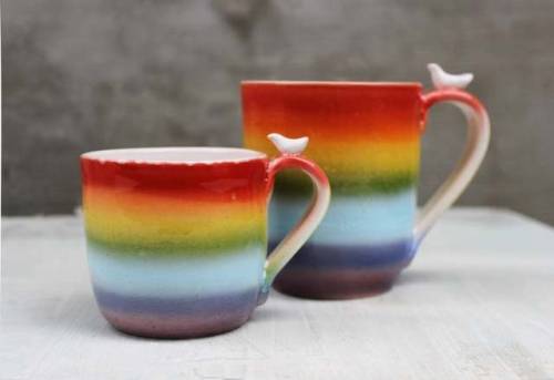 littlealienproducts:Rainbow Bird Mug byRyabaVoshCeramics