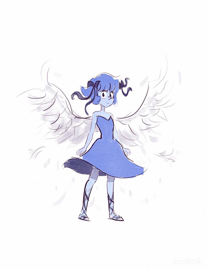 I drew Lapis, I also have a crack theory. What if… WD is going to be some kind of angelic creatures. She pretty much has a light power, what else has a light magic stuff? An angel! I like that theory...