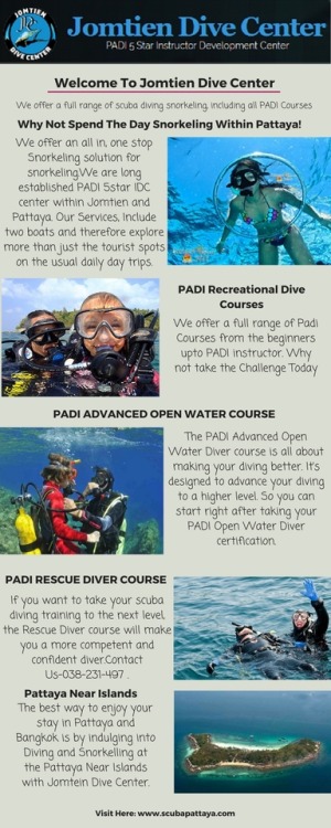 We, at Jomtien Dive Center, provide PADI Recreational Dive Course...