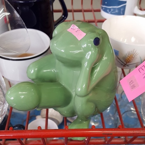 shiftythrifting - For $3 you can have a perplexed frog stuck...