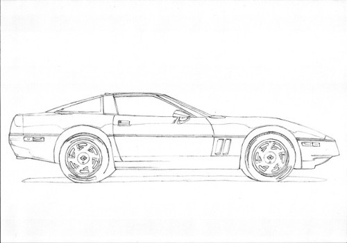 Chevrolet Corvette C4 sketchAmerican sports car in the most...