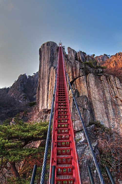 Vertical Stair Bridge at Daedunsan Mountain, Korea