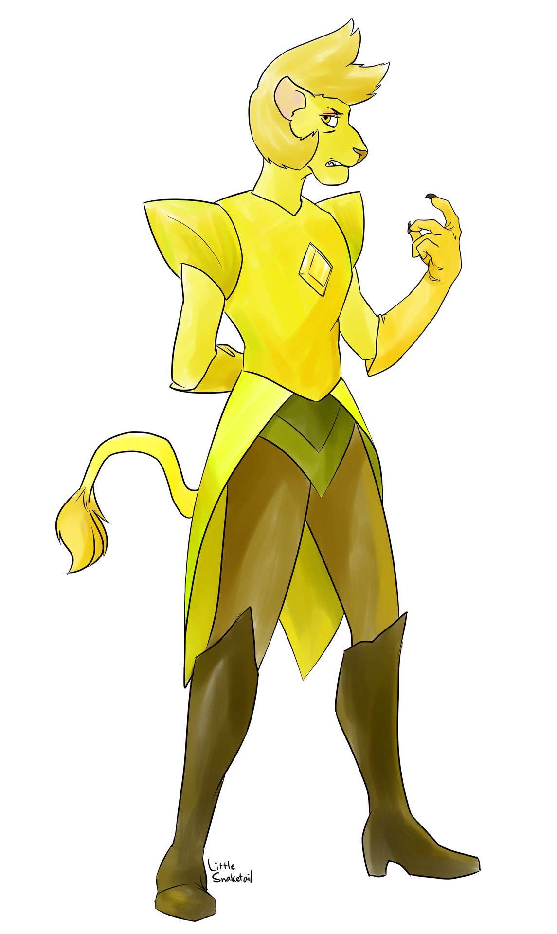Yellow Diamond anthro (lioness) Lines and coloring done in Paint Tool SAI Steven Universe © Rebecca Sugar/CN