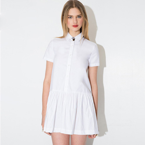 styliate - 2015 Summer Dress College Wind sweet white shirt dress...