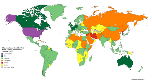 maptitude1 - The countries that Americans consider allies,...