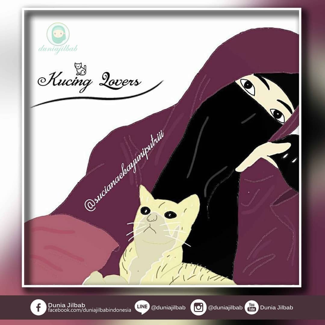 930 Koleksi Gambar Kartun Muslimah Gendong Kucing HD