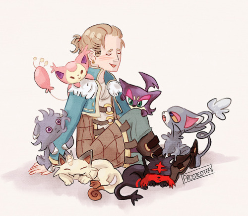 frostedtea-arts:Anders and cat Pokemon