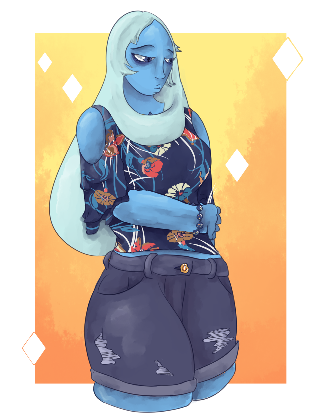 I got this shirt that reminded me of Blue Diamond, so naturally, this is what I had to draw.