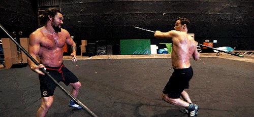 justiceleague - Jason Momoa and Patrick Wilson training for...