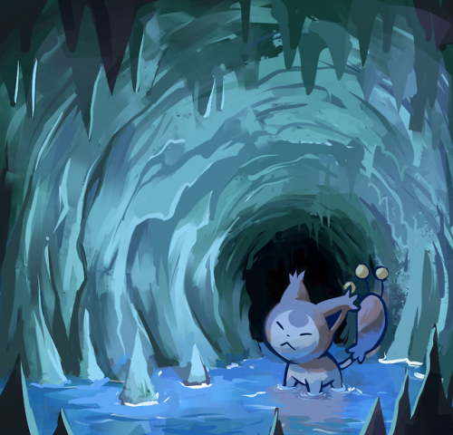 thumpleweed:Skitty explores a flooded cave all by itself