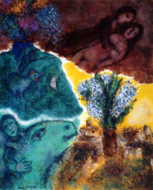 naive-art-love - Dawn, 1976, Marc ChagallMedium - oil on canvas