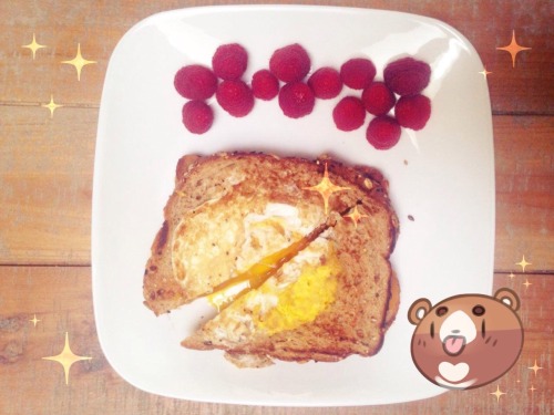 Started off my morning right - Eggs in a basket grilled cheese +...
