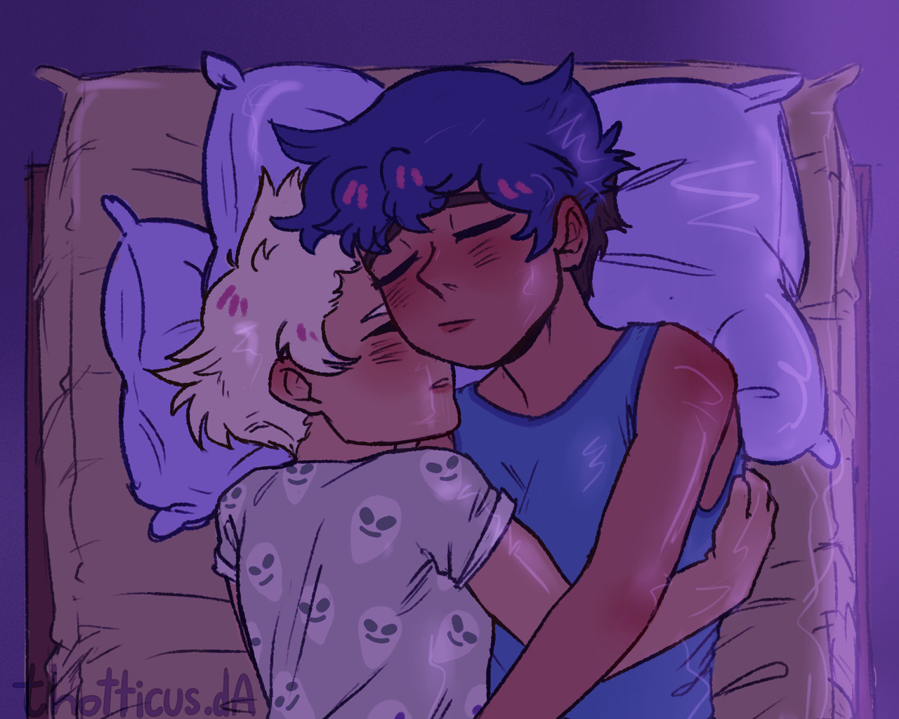 some lapidot cuddles after a watching a camp pining hearts marathon
