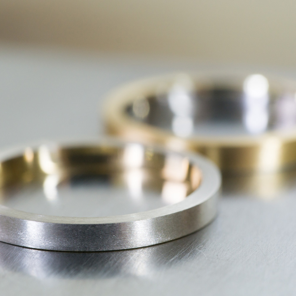 プラチナとゴールドのコンビリング　結婚指輪の制作風景　屋久島でオーダーメイド