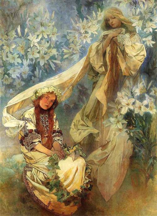 artist-mucha - Madonna of the Lilies, 1905, Alphonse...
