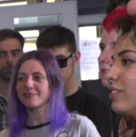cumfacialreactions - Purple-haired chick getting excited for the...