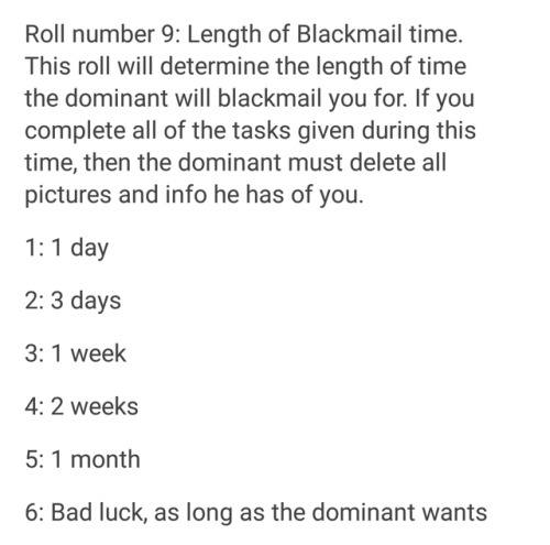 Oh no, I only went and rolled a 6! I’m now blackmailed for as...