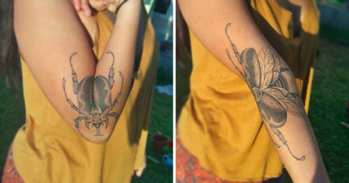 pussy-lemonade - itscolossal - A Beetle Tattoo Spreads its Wings...