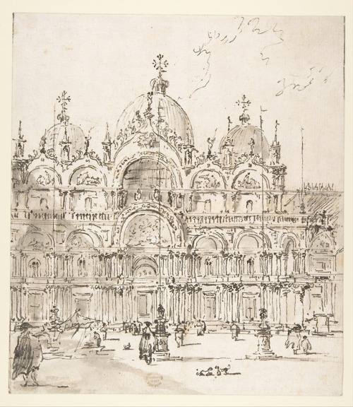 met-drawings-prints - View of Piazza with Basilica of San Marco...