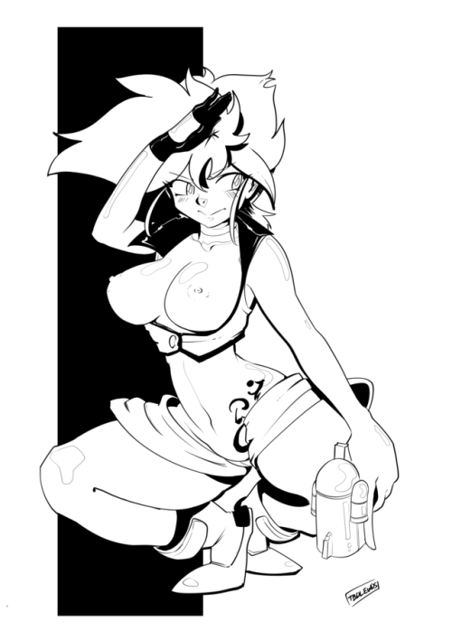 tbdlewds:Kei from Dirty Pair Flash, a black and white commision...