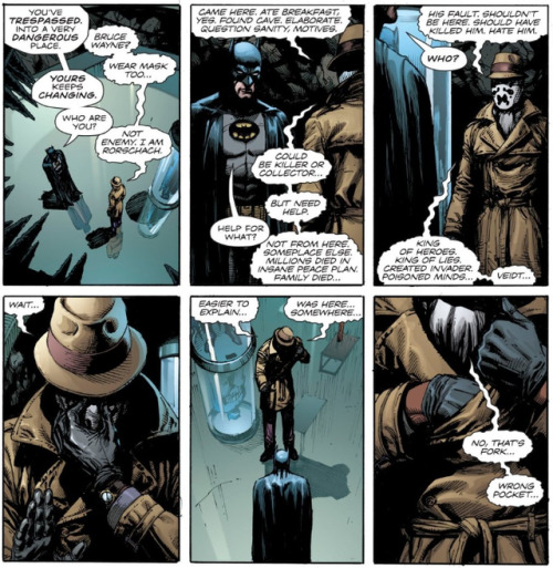 herosmurfs - Batman reading Rorschach’s journal.Doomsday Clock...
