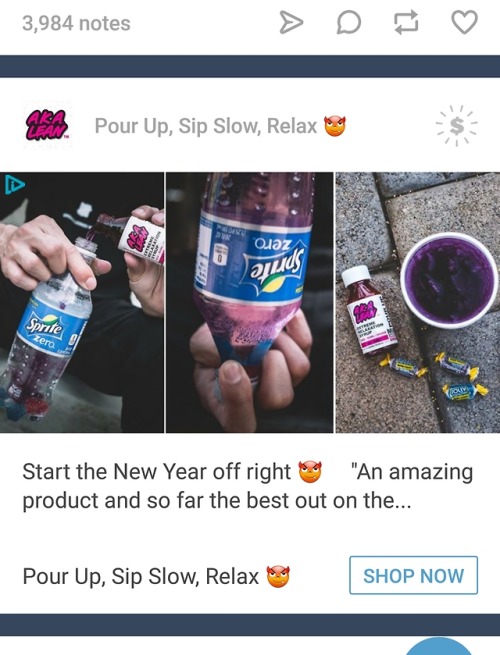 softblackboy:Why is there an ad for lean on my dash