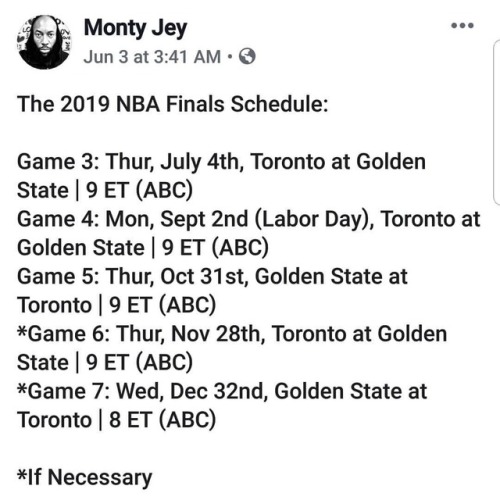 The Revised NBA Finals Schedule || you know, since there’s...