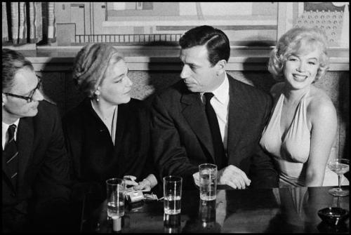 themaninthegreenshirt - Marilyn Monroe, Yves Montand at a press...