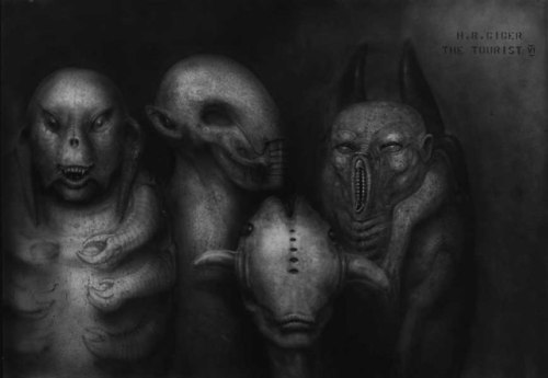 vintagegeekculture - H.R. Giger’s concept art for “The Tourist,”...