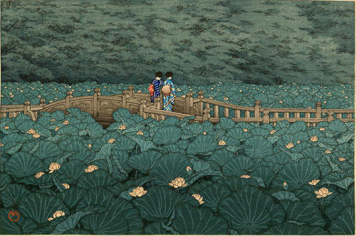 nobrashfestivity:Hasui Kawase, The Pond at Benten Shrine,...