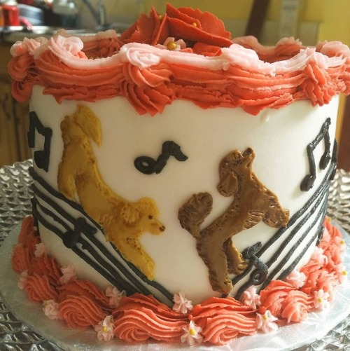 Unconventional cake theme -   Music and Poodles!  Vegan of course!