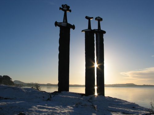 sixpenceee:Giant Sword monument in Norway called Sverd i fjell....