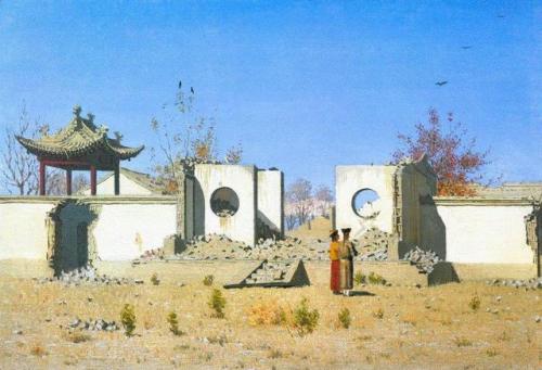 artist-vereshchagin - The ruins of the Chinese shrine. Ak-Kent,...