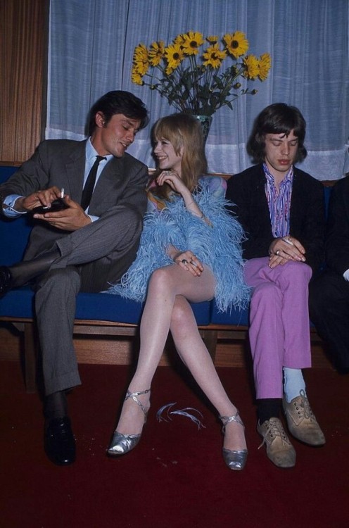 vintagedreamx - Alain Delon, Marianne Faithfull & Mick Jagger,...
