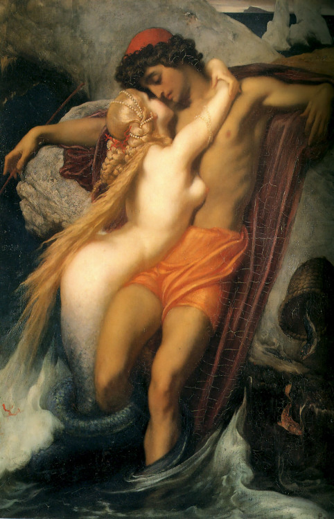 mermaids-and-anchors:
â€œ The Fisherman and the Syren, by Frederic Leighton, c. 1856â€“1858
â€