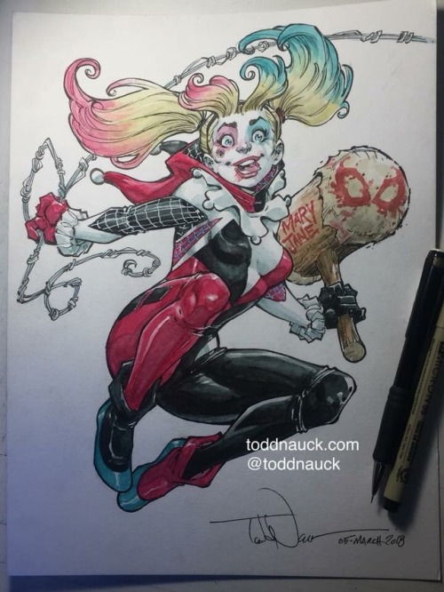 toddnauck:Harley Gwen: the Spider-Quinn!9”x12” pen/ink &...
