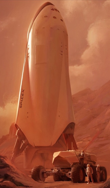 spaceshipsgalore:SpaceX spaceship on Mars by Alexandra Hodgson...